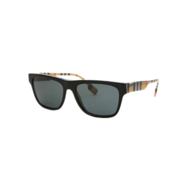 Burberry Rectangular Black Brown Mens Sunglasses - Picture 1 of 8